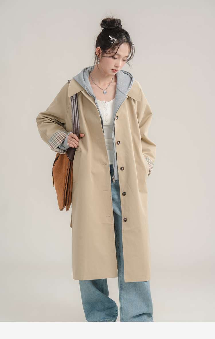 チェックカフストレンチコート｜デート服