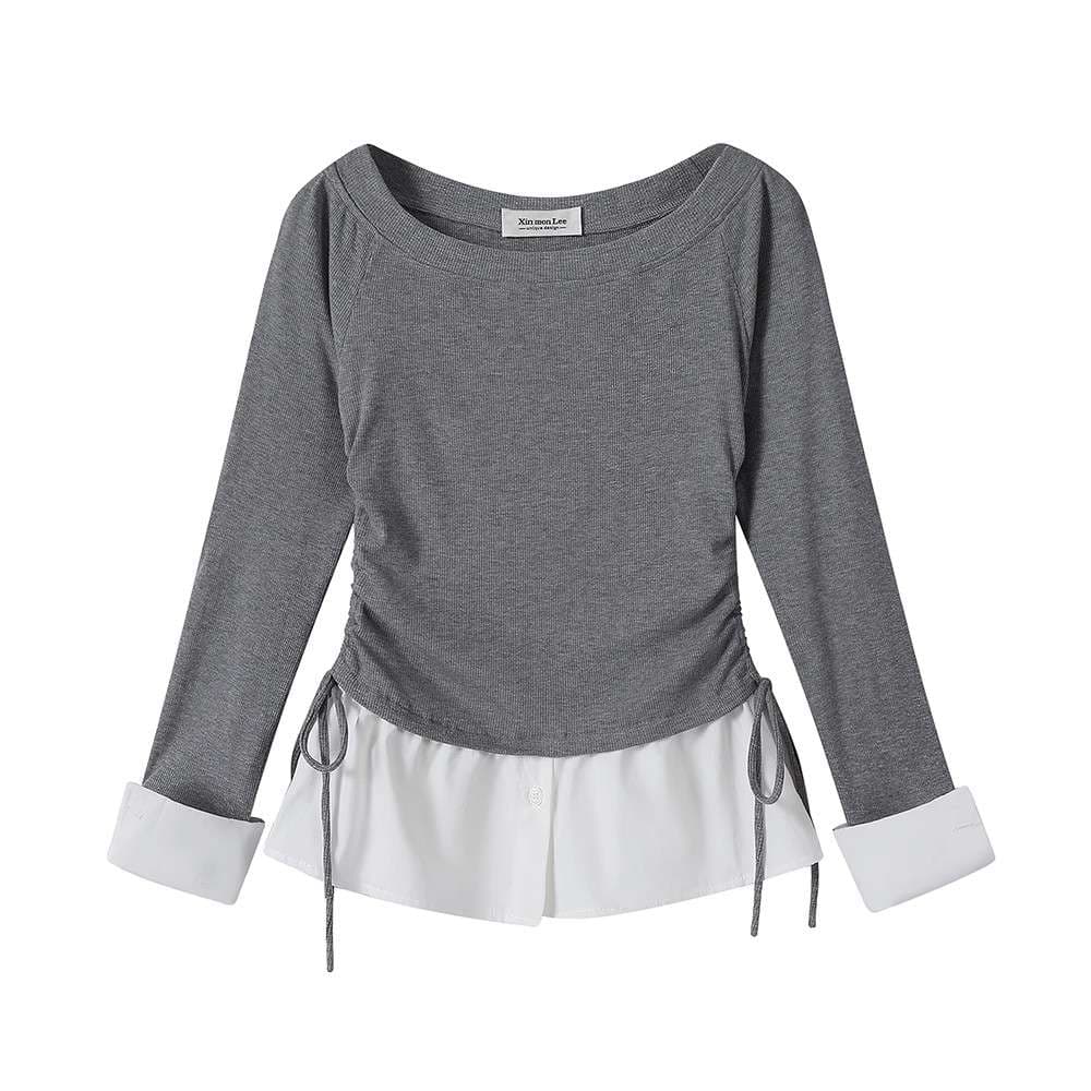 オフショルダードッキングリボントップス｜デート服
