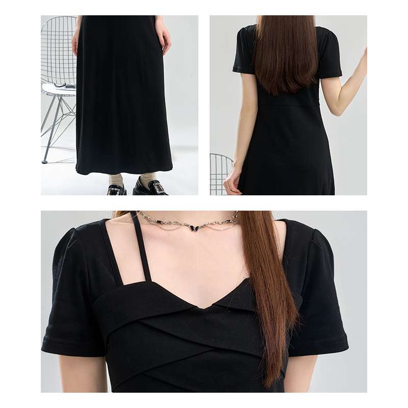 シンプル優雅ロングワンピース｜デート服