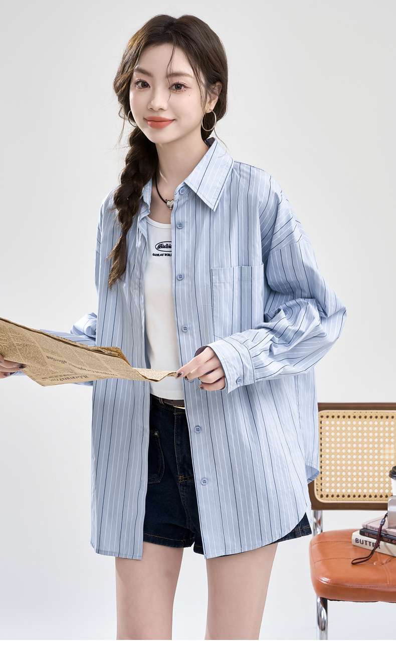 オーバーサイズストライプシャツ｜デート服