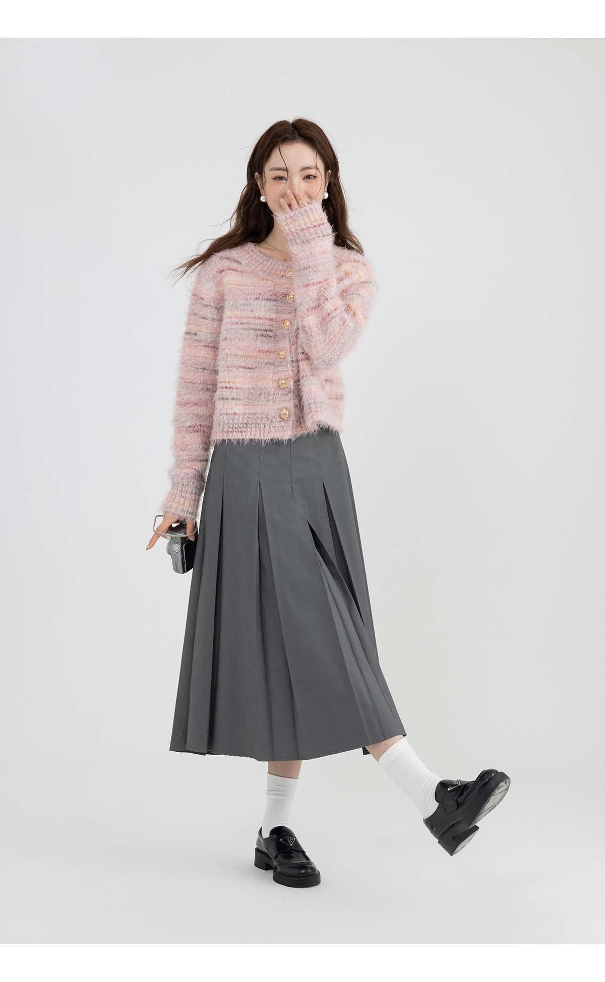 ミックスカラーカーディガン｜デート服