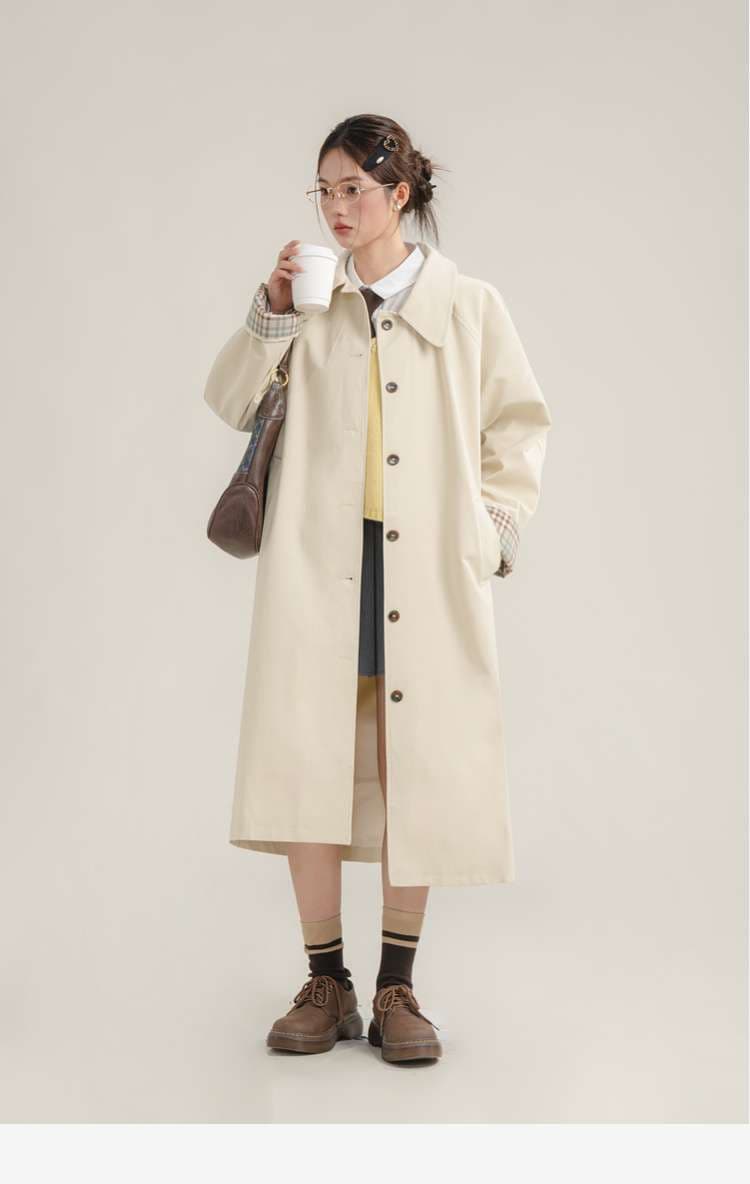 チェックカフストレンチコート｜デート服