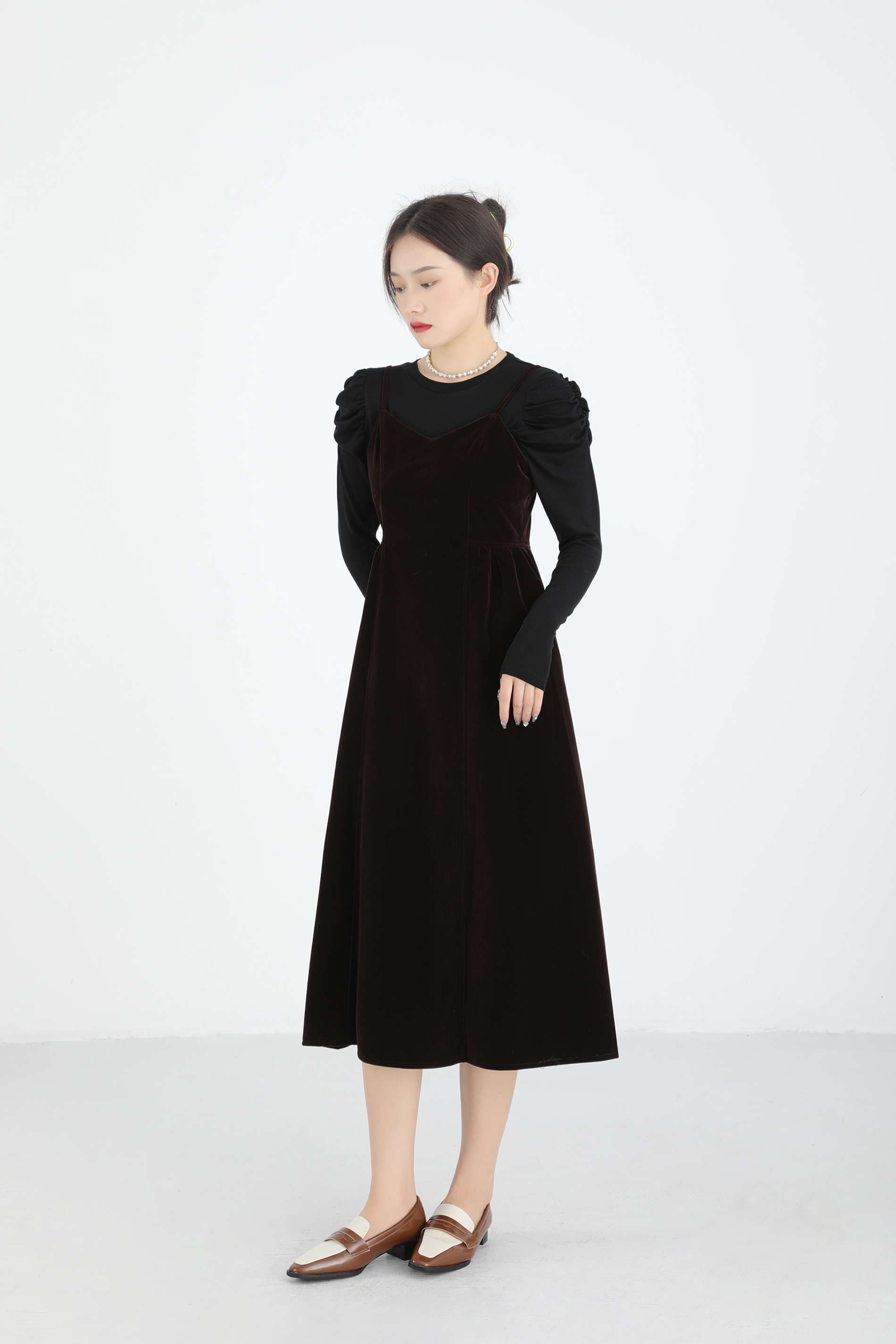 ベルベットキャミワンピースレイヤードセット｜デート服