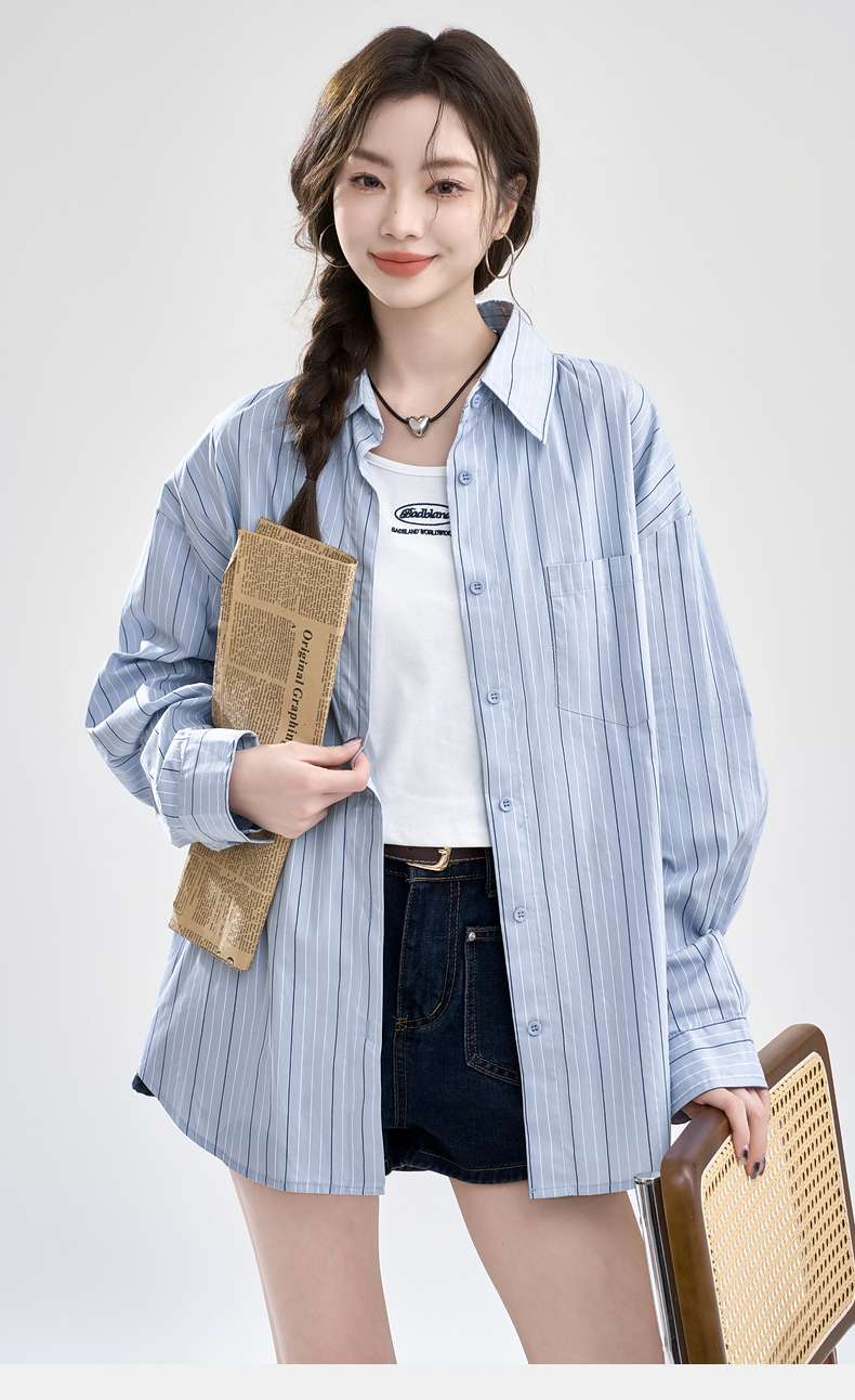 オーバーサイズストライプシャツ｜デート服