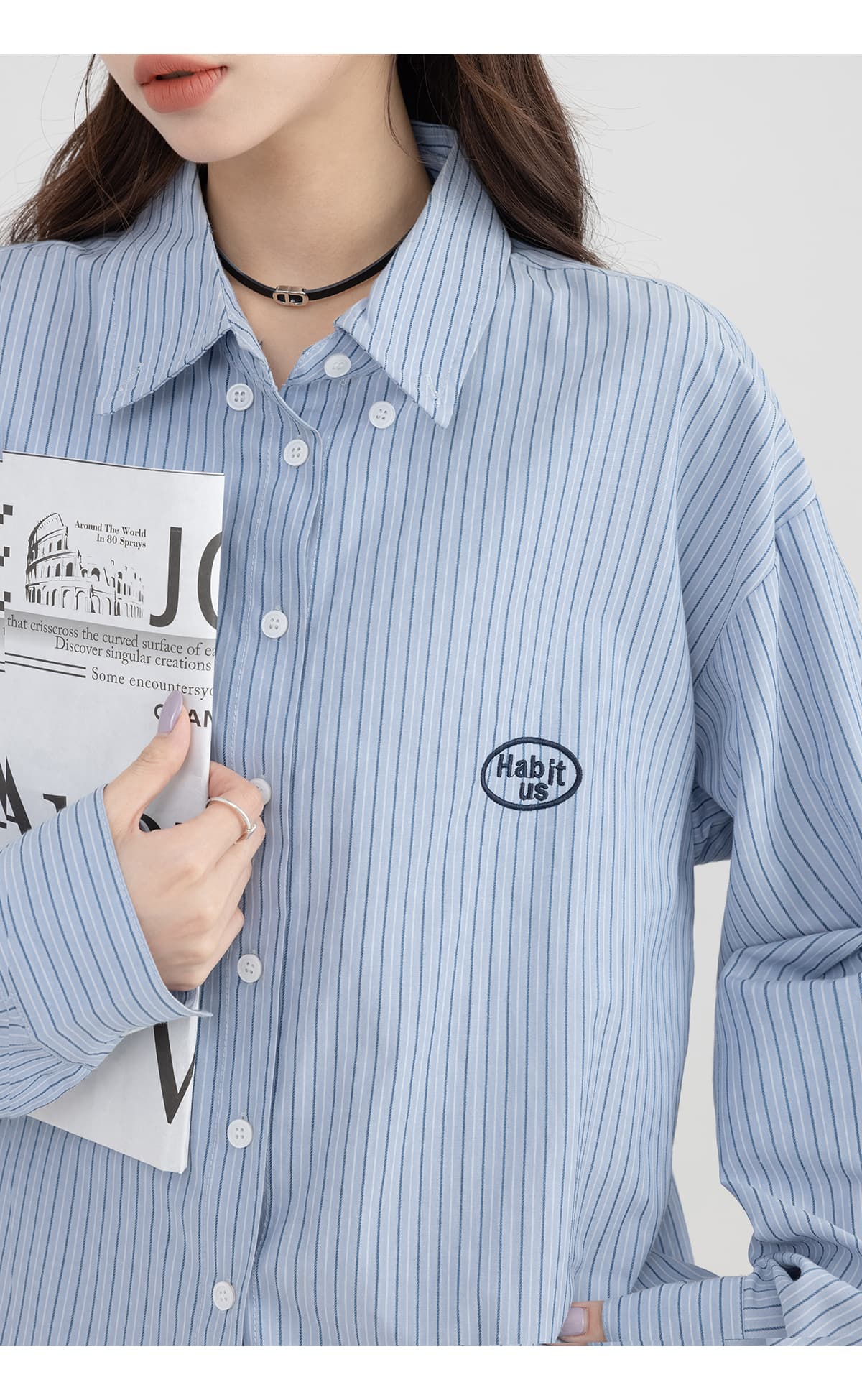 重ね着でこなれ見え！フリンジベスト＋ストライプシャツ＋プリーツスカート｜デート服