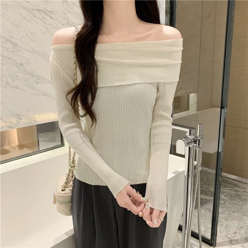 オフショルダーニットトップス｜デート服