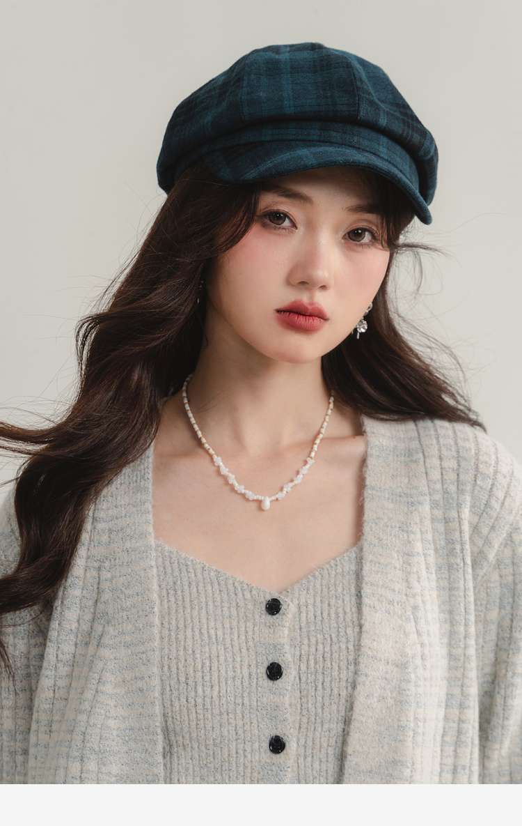 リブニットカーディガン＆キャミソールセット｜デート服