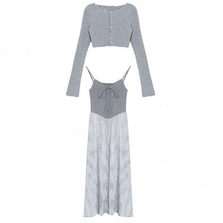 春のお出かけに華を添える、カーディガン付きフレアロングワンピース｜デート服