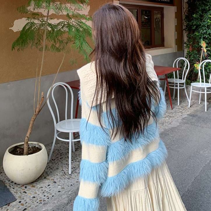 ボーダーカーディガン＋スカート 2点セット｜デート服
