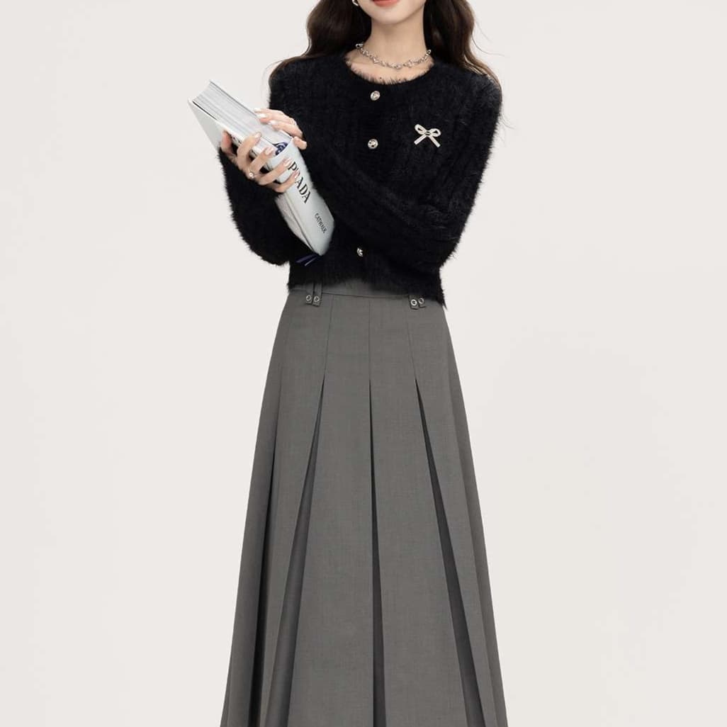 ふんわり感と甘さをひとさじ添える、リボン付きカーディガン｜デート服