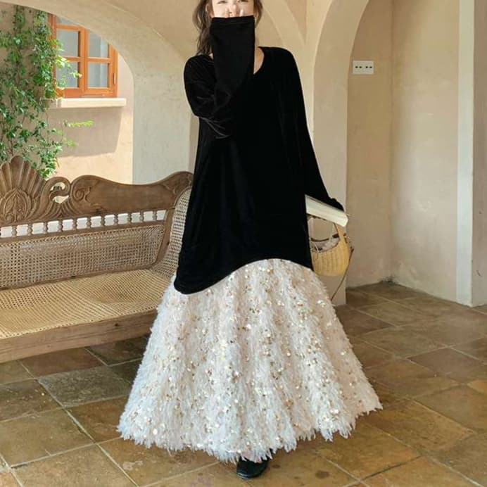 リラックス感ときちんと感を両立した、オーバーサイズニットワンピース｜デート服