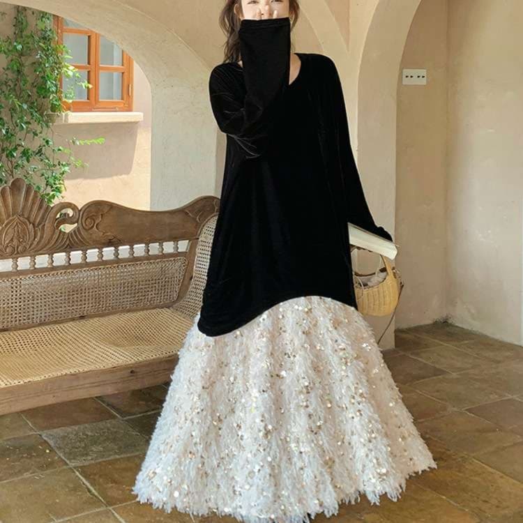 リラックス感ときちんと感を両立した、オーバーサイズニットワンピース｜デート服