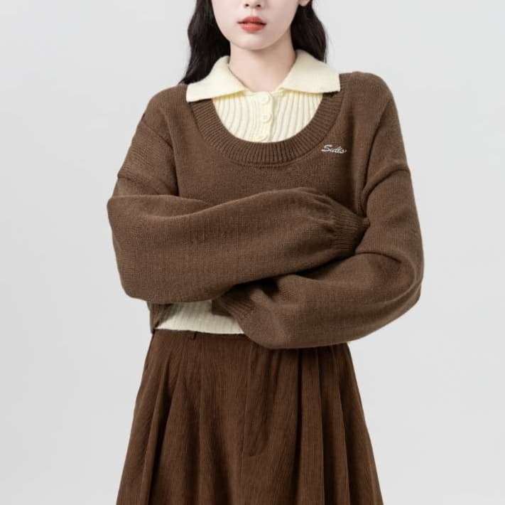 グロップ丈ニットセーター｜デート服