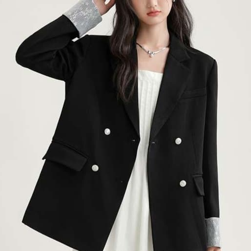 フラワーカフス付きテーラードジャケット｜デート服