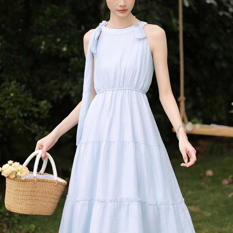 ふんわりティアードノースリーブワンピース｜デート服