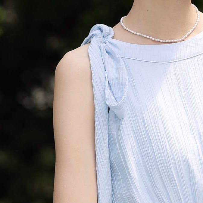 ふんわりティアードノースリーブワンピース｜デート服