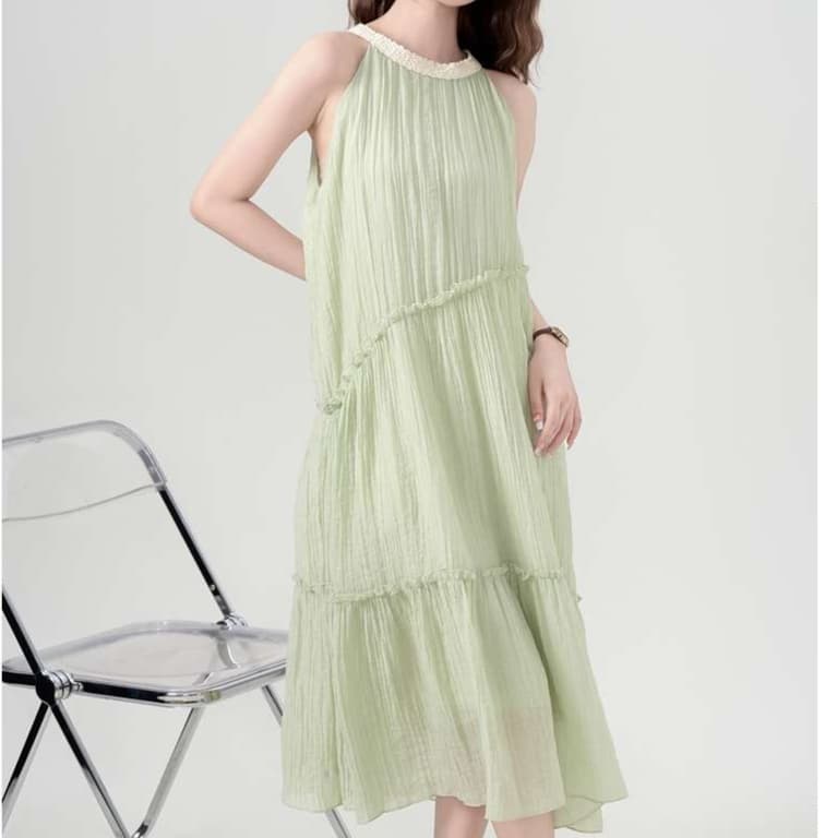 フリル襟ティアードワンピース｜デート服