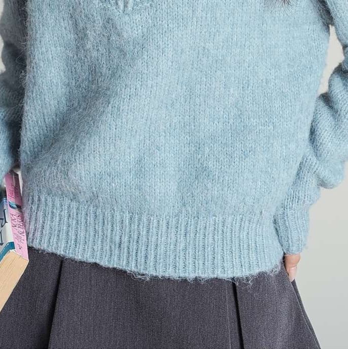 ハーフジップセーター｜デート服