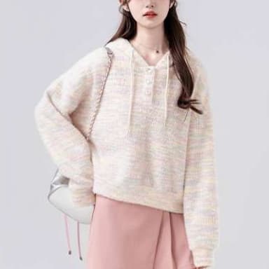 ふんわりニットパーカー｜デート服