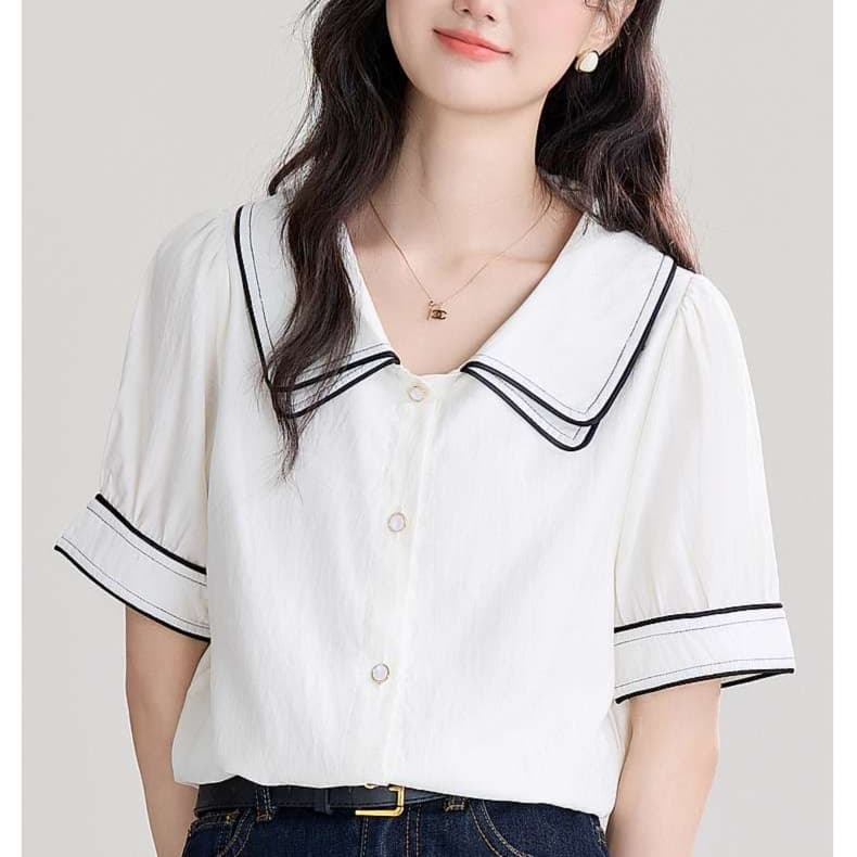 さわやかセーラーカラーシャツ｜デート服