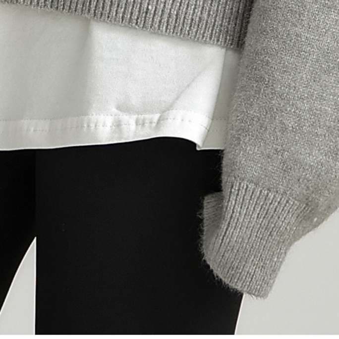 ゆったりハーフジップニットトップス｜デート服