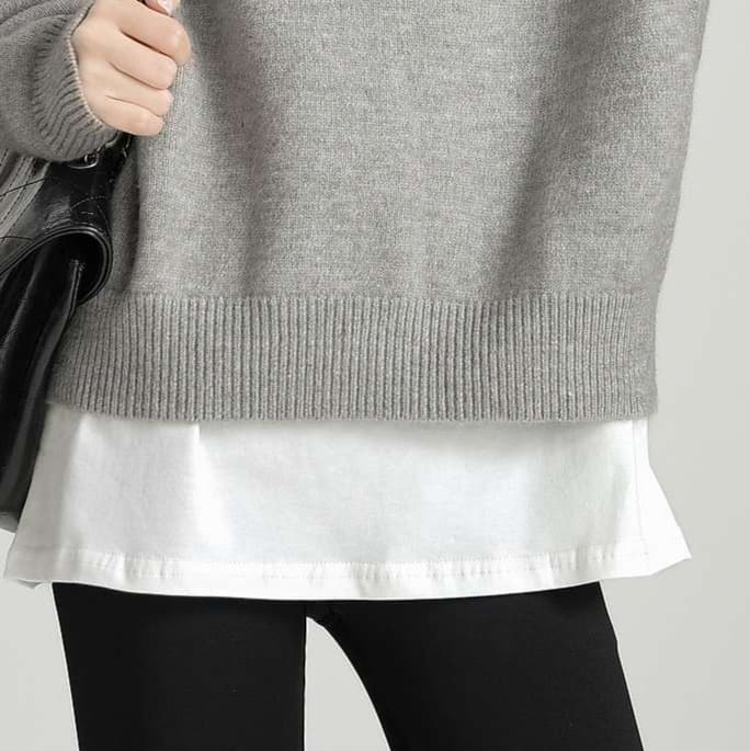 ゆったりハーフジップニットトップス｜デート服