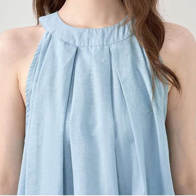 夏のリゾートプリーツトップス｜デート服