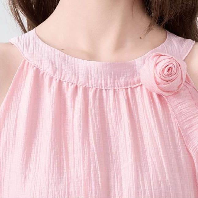 ロマンティックな花柄シフォンワンピース｜デート服