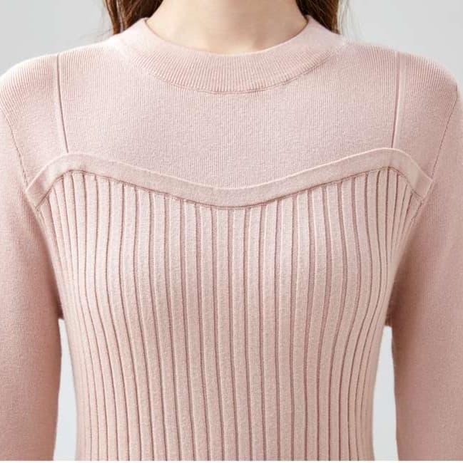 リブ編みニットワンピース｜デート服