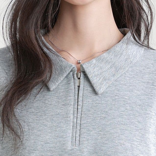 レースヘムジップポロトップス｜デート服