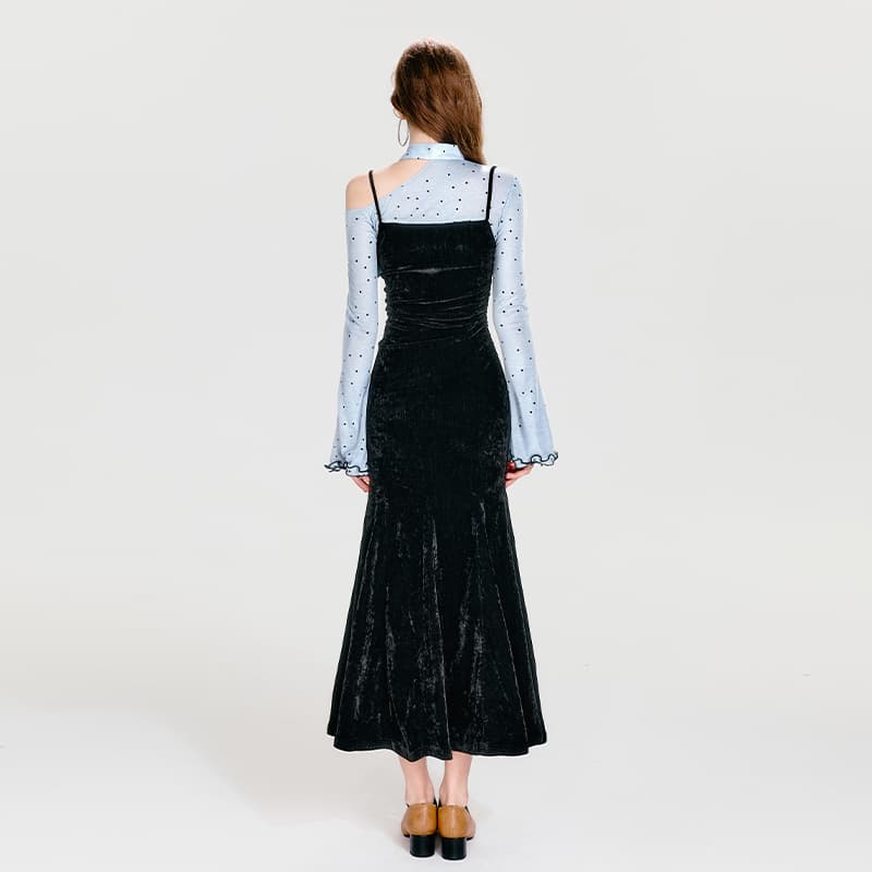 リボンネックブラウスワンピース｜デート服