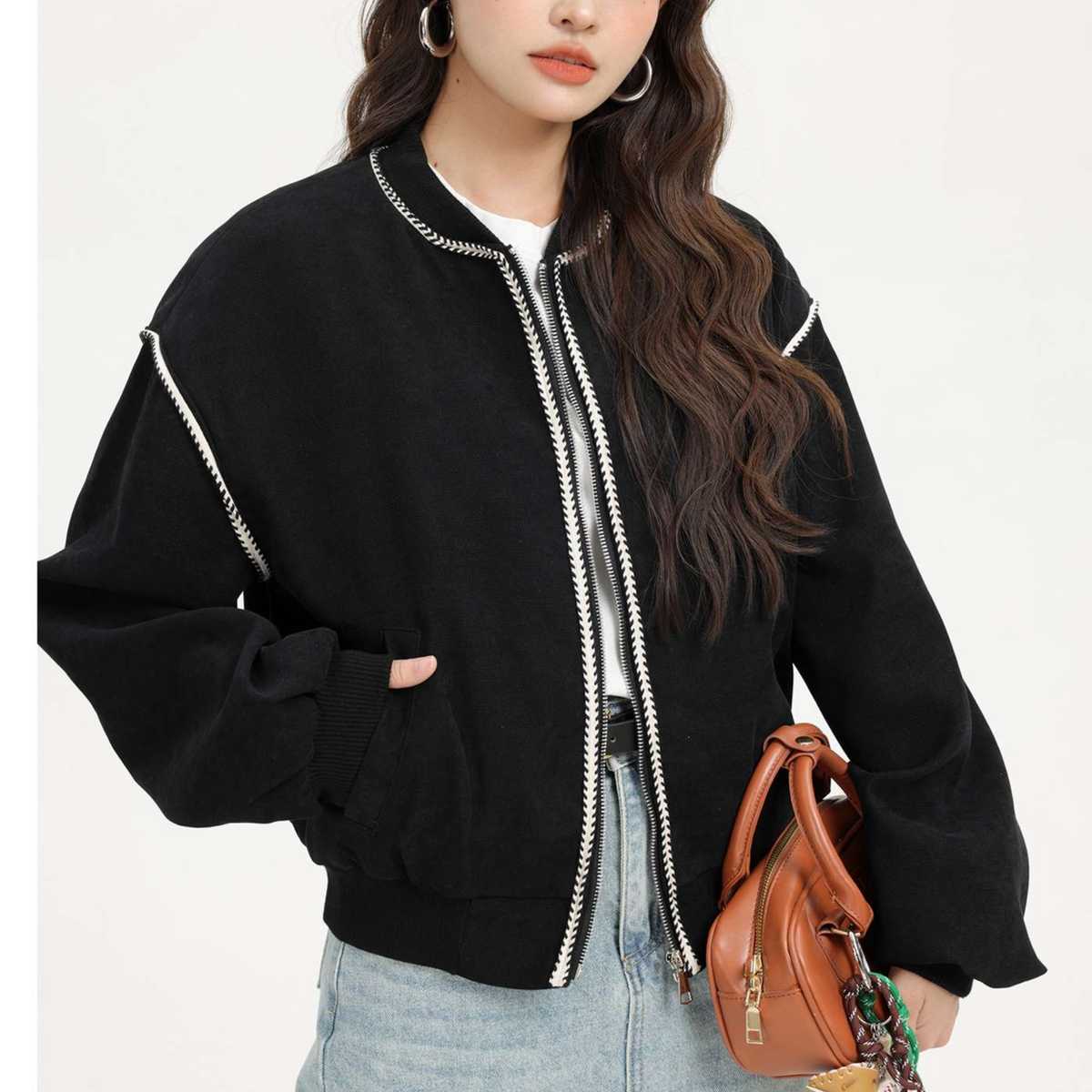 ジップディテールボックスジャケット｜デート服