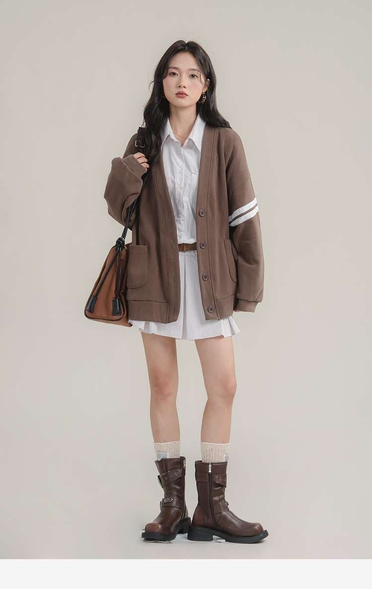 学生風カーディガン｜デート服