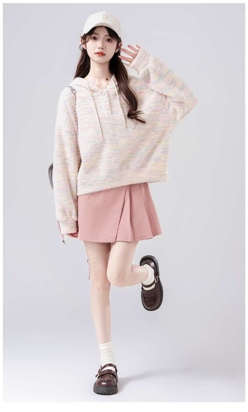 ふんわりニットパーカー｜デート服