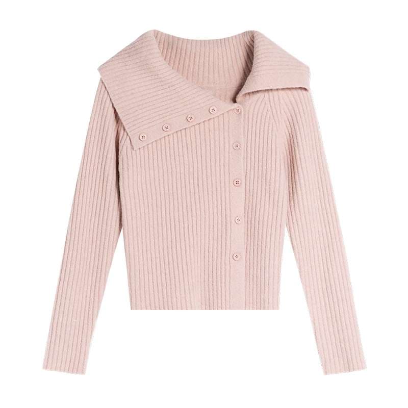 襟抜きリブカーディガン｜デート服