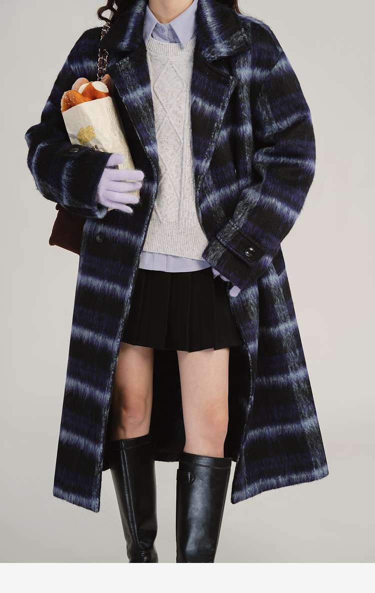 デート服　グラデーションチェックロングコート｜デート服