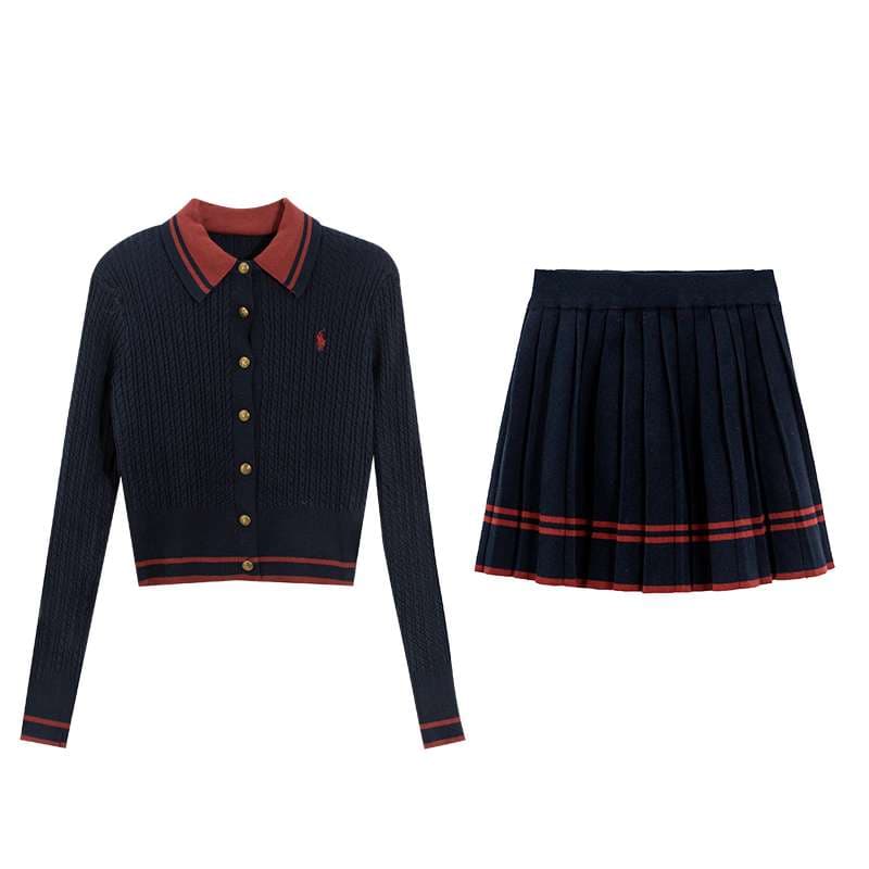 学生風カーディガン&スカートセット｜デート服