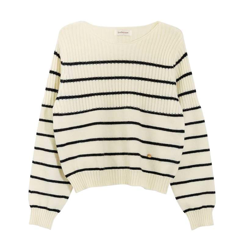 洗練カジュアルが叶う、ボーダーリブニットトップス｜デート服