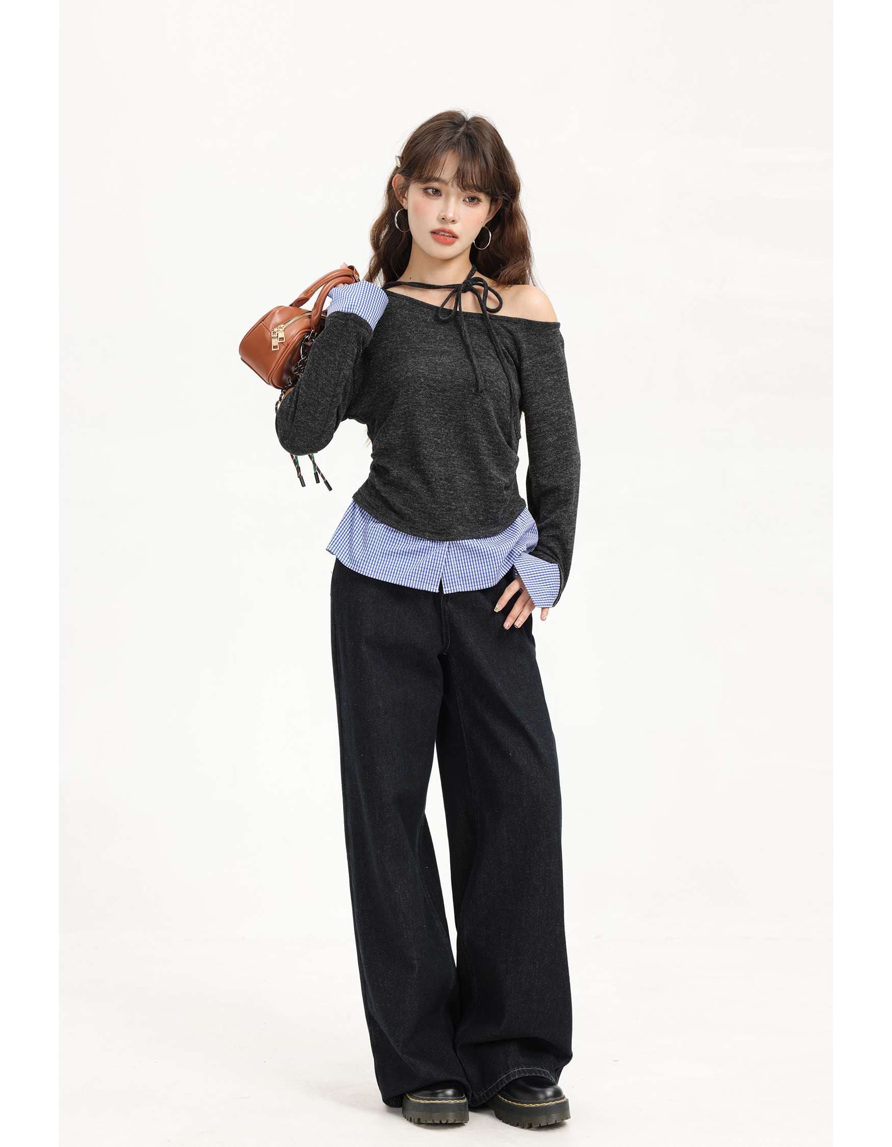 リボンタイオフショルダーレイヤードトップス｜デート服
