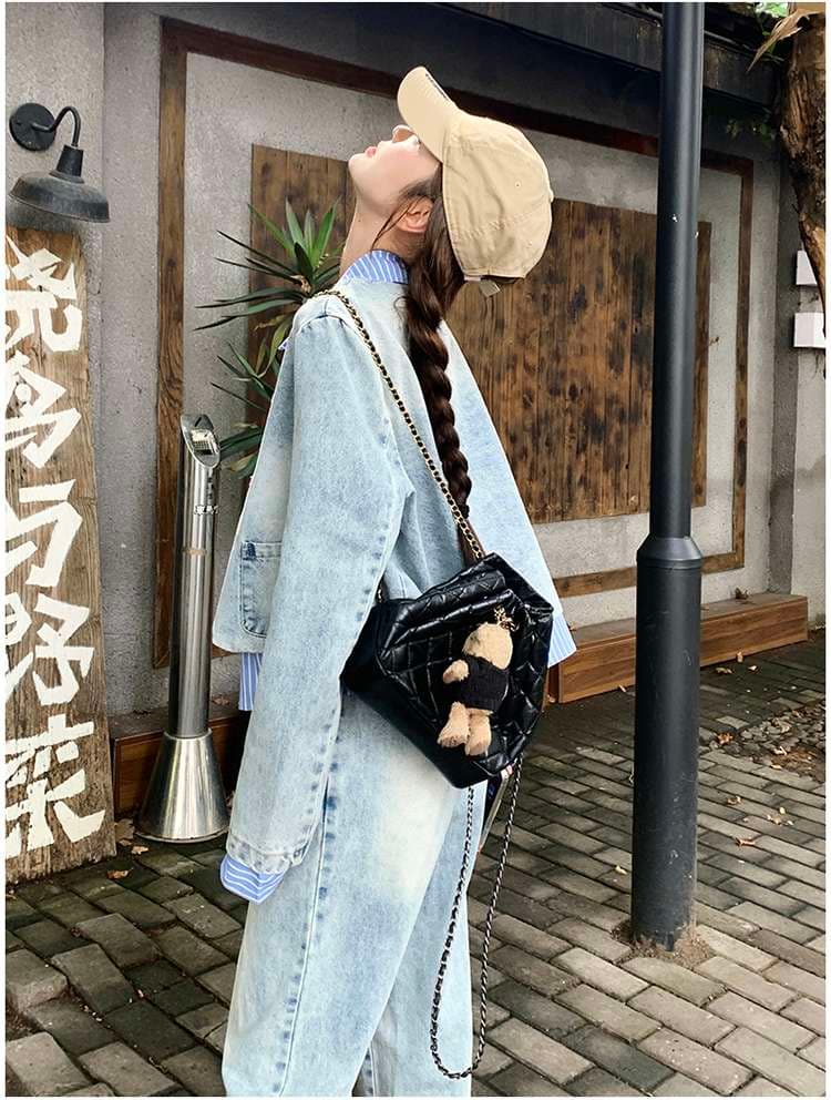 ダブルボタンデニムジャケット&ボトムス セットアップ｜デート服
