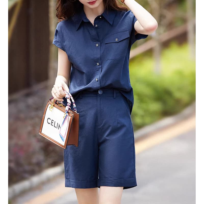 大人カジュアルが即完成、ショートスリーブシャツ＆ハーフパンツセットアップ｜デート服