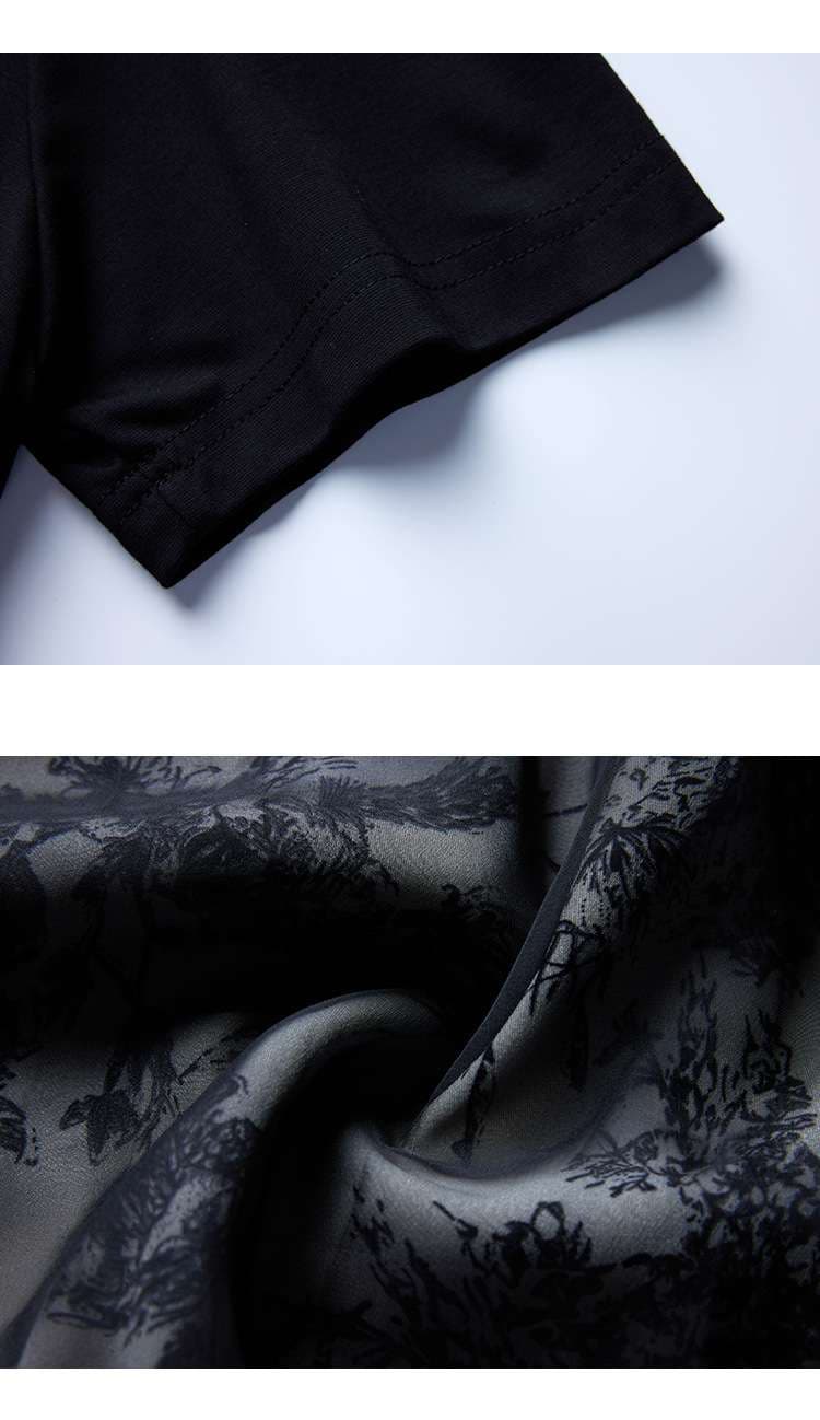 透け感と花柄で魅せる、ドルマンスリーブ重ね着風ワンピース｜デート服