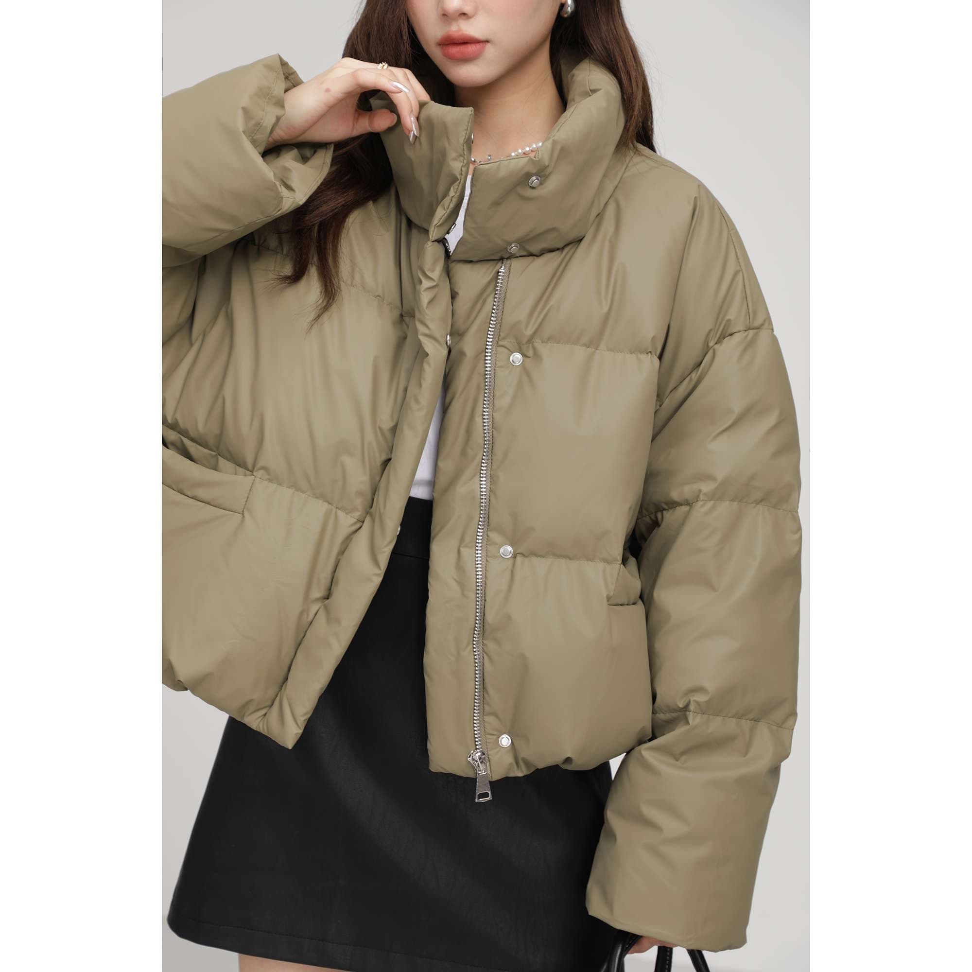 ショート丈ボリューム中綿ジャケット｜デート服