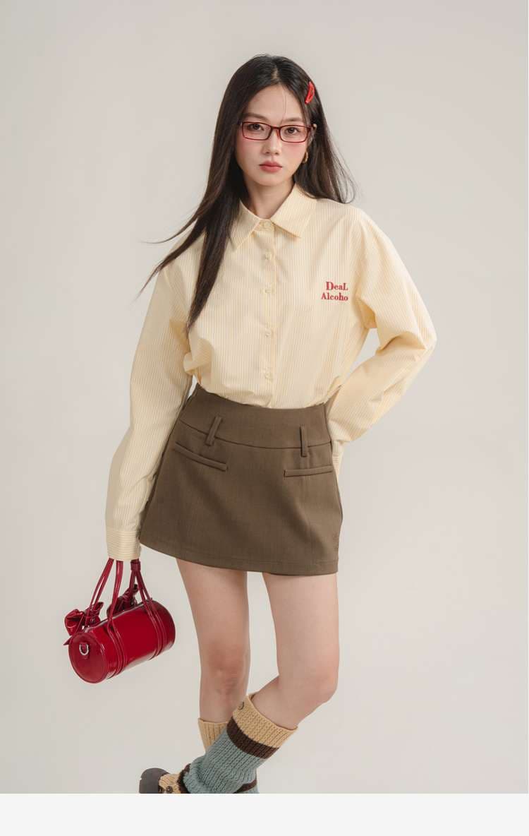 ルーズフィットストライプシャツ｜デート服