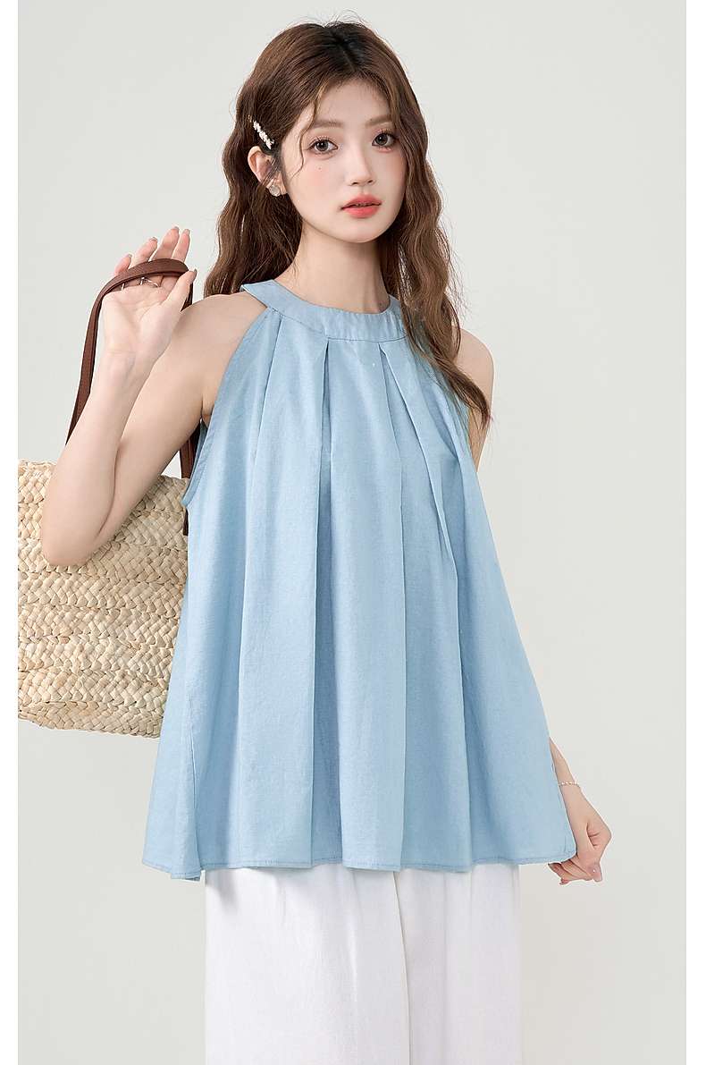 夏のリゾートプリーツトップス｜デート服