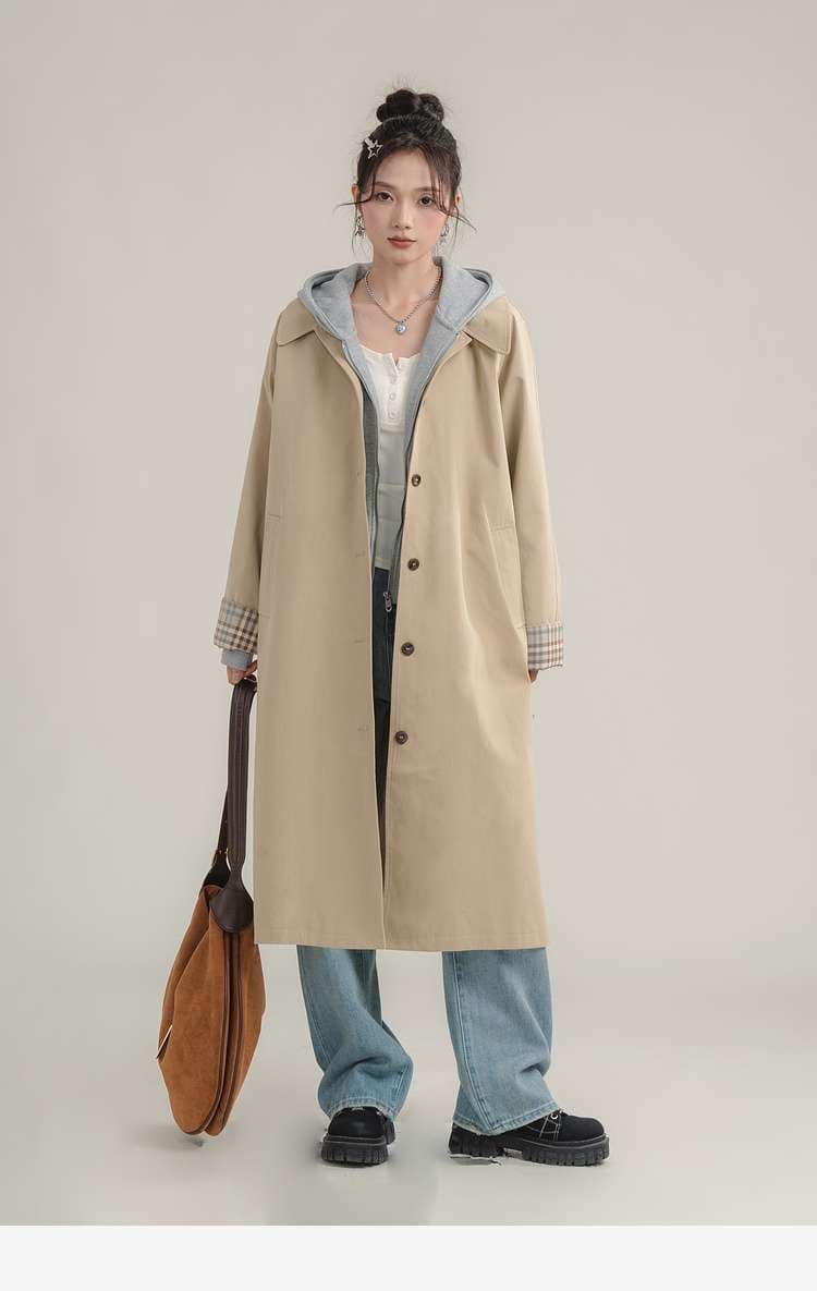 チェックカフストレンチコート｜デート服