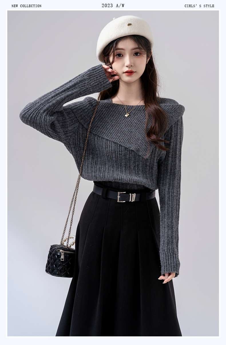 ウォームリブニットプルオーバー｜デート服
