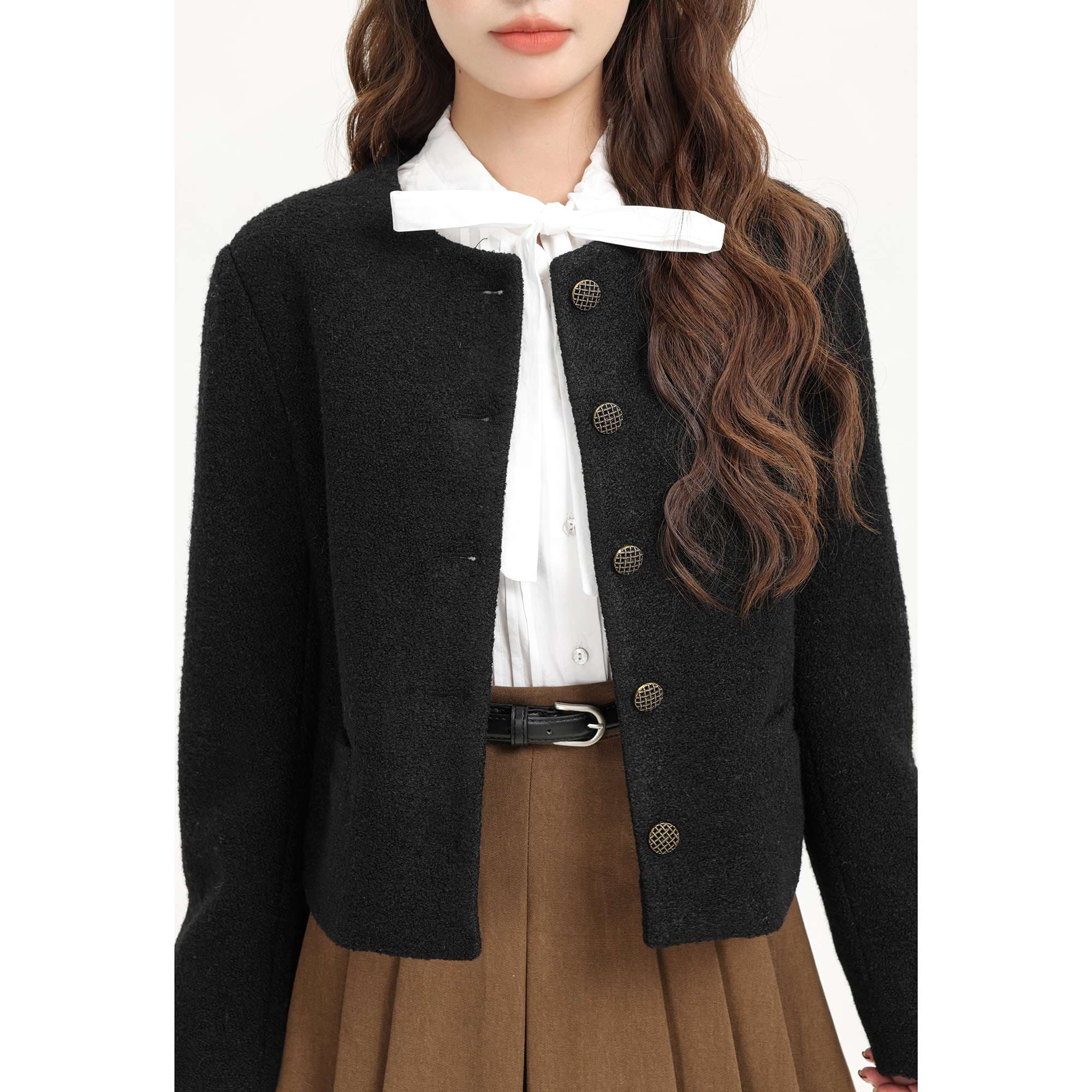 ヴィンテージボタン付きツイードジャケット｜デート服