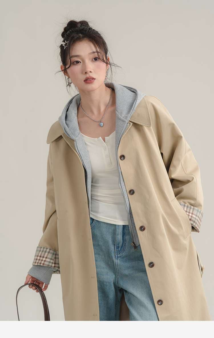 チェックカフストレンチコート｜デート服