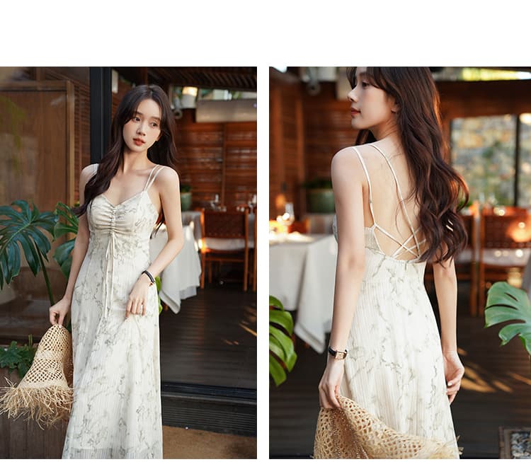 バッククロスキャミワンピース＆リブカーディガンセット｜デート服